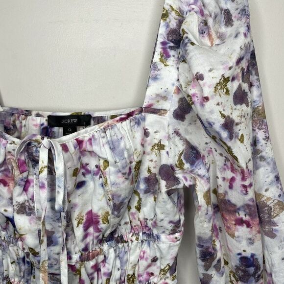 J CREW x Flora Obscura Womens Cinched Waist Top NEW Kaleidoscope Floral Sz 0 - Picture 5 of 12